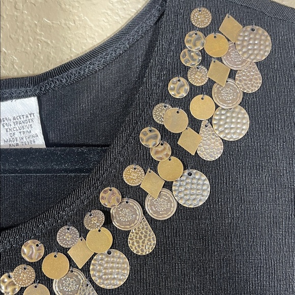 NWOT Chico's Travelers Black Top  & Copper Metal Accents Chico 3 = XL - Picture 3 of 5